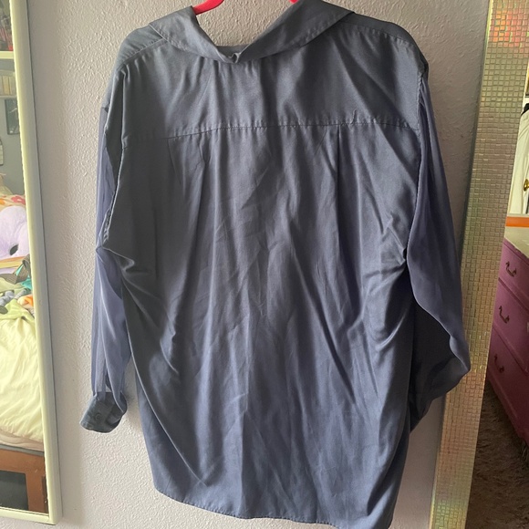 VINTAGE Esprit Blue Button Down Blouse with Sheer Sleeves, Size M - Picture 2 of 3